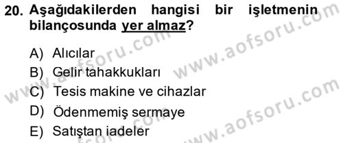 Dış Ticaret İşlemlerinin Muhasebeleştirilmesi Dersi 2013 - 2014 Yılı (Vize) Ara Sınav Soruları 20. Soru