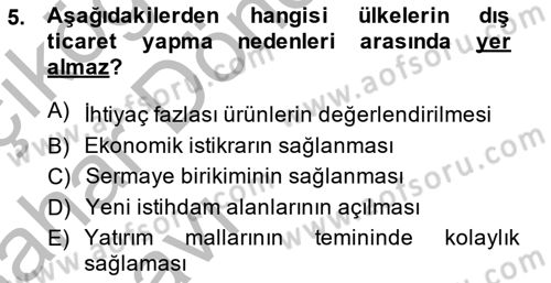 Dış Ticaret İşlemlerinin Muhasebeleştirilmesi Dersi 2013 - 2014 Yılı (Vize) Ara Sınav Soruları 5. Soru