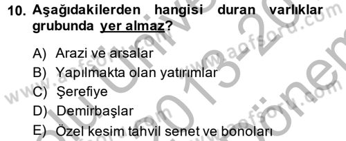 Dış Ticaret İşlemlerinin Muhasebeleştirilmesi Dersi 2013 - 2014 Yılı (Final) Dönem Sonu Sınav Soruları 10. Soru