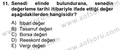 Dış Ticaret İşlemlerinin Muhasebeleştirilmesi Dersi 2013 - 2014 Yılı (Final) Dönem Sonu Sınav Soruları 11. Soru
