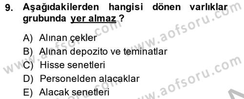 Dış Ticaret İşlemlerinin Muhasebeleştirilmesi Dersi 2013 - 2014 Yılı (Final) Dönem Sonu Sınav Soruları 9. Soru