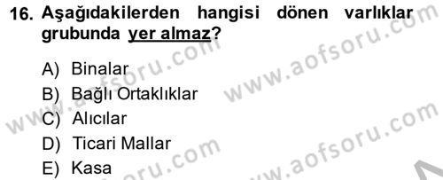 Dış Ticaret İşlemlerinin Muhasebeleştirilmesi Dersi 2014 - 2015 Yılı (Vize) Ara Sınav Soruları 16. Soru