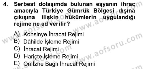 Dış Ticaret İşlemlerinin Muhasebeleştirilmesi Dersi 2014 - 2015 Yılı (Vize) Ara Sınav Soruları 4. Soru