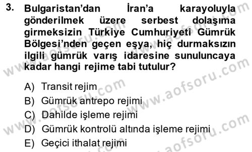 Dış Ticaret İşlemlerinin Muhasebeleştirilmesi Dersi 2014 - 2015 Yılı (Final) Dönem Sonu Sınavı 3. Soru