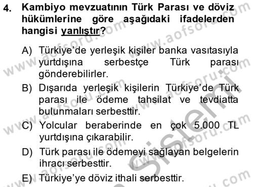 Dış Ticaret İşlemlerinin Muhasebeleştirilmesi Dersi 2014 - 2015 Yılı (Final) Dönem Sonu Sınav Soruları 4. Soru