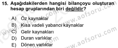 Dış Ticaret İşlemlerinin Muhasebeleştirilmesi Dersi 2015 - 2016 Yılı (Vize) Ara Sınav Soruları 15. Soru