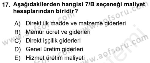 Dış Ticaret İşlemlerinin Muhasebeleştirilmesi Dersi 2015 - 2016 Yılı (Vize) Ara Sınav Soruları 17. Soru