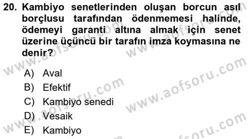 Dış Ticaret İşlemlerinin Muhasebeleştirilmesi Dersi 2015 - 2016 Yılı (Vize) Ara Sınav Soruları 20. Soru