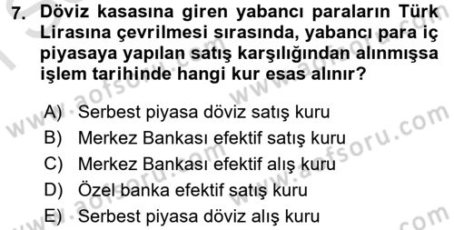 Dış Ticaret İşlemlerinin Muhasebeleştirilmesi Dersi 2015 - 2016 Yılı (Final) Dönem Sonu Sınav Soruları 7. Soru