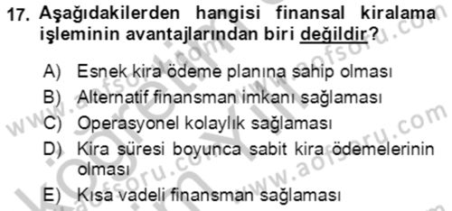 Dış Ticaret İşlemlerinin Muhasebeleştirilmesi Dersi 2016 - 2017 Yılı 3 Ders Sınavı 17. Soru