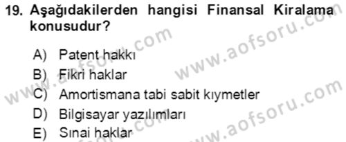 Dış Ticaret İşlemlerinin Muhasebeleştirilmesi Dersi 2016 - 2017 Yılı 3 Ders Sınavı 19. Soru