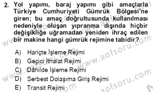 Dış Ticaret İşlemlerinin Muhasebeleştirilmesi Dersi 2016 - 2017 Yılı 3 Ders Sınavı 2. Soru