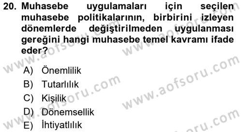 Dış Ticaret İşlemlerinin Muhasebeleştirilmesi Dersi 2016 - 2017 Yılı (Vize) Ara Sınavı 20. Soru