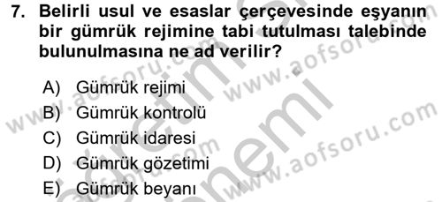 Dış Ticaret İşlemlerinin Muhasebeleştirilmesi Dersi 2016 - 2017 Yılı (Vize) Ara Sınavı 7. Soru