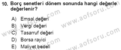 Dış Ticaret İşlemlerinin Muhasebeleştirilmesi Dersi 2016 - 2017 Yılı (Final) Dönem Sonu Sınav Soruları 10. Soru