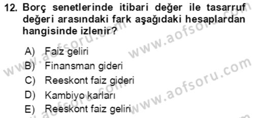 Dış Ticaret İşlemlerinin Muhasebeleştirilmesi Dersi 2016 - 2017 Yılı (Final) Dönem Sonu Sınavı 12. Soru