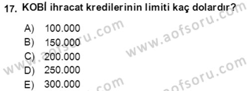 Dış Ticaret İşlemlerinin Muhasebeleştirilmesi Dersi 2016 - 2017 Yılı (Final) Dönem Sonu Sınavı 17. Soru