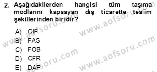 Dış Ticaret İşlemlerinin Muhasebeleştirilmesi Dersi 2016 - 2017 Yılı (Final) Dönem Sonu Sınav Soruları 2. Soru