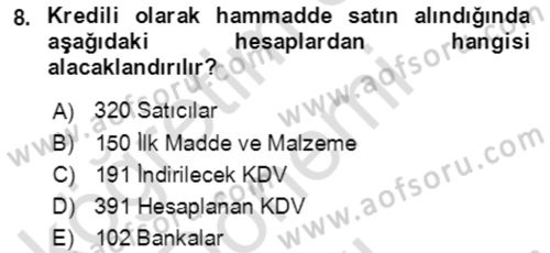 Dış Ticaret İşlemlerinin Muhasebeleştirilmesi Dersi 2016 - 2017 Yılı (Final) Dönem Sonu Sınav Soruları 8. Soru