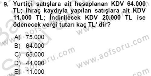 Dış Ticaret İşlemlerinin Muhasebeleştirilmesi Dersi 2016 - 2017 Yılı (Final) Dönem Sonu Sınav Soruları 9. Soru