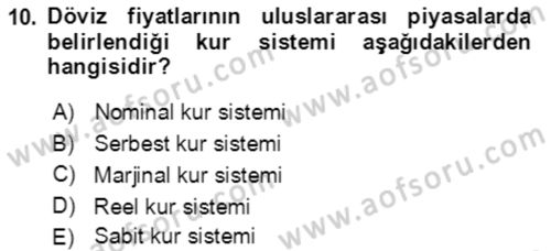 Dış Ticaret İşlemlerinin Muhasebeleştirilmesi Dersi 2017 - 2018 Yılı 3 Ders Sınavı 10. Soru