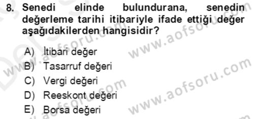 Dış Ticaret İşlemlerinin Muhasebeleştirilmesi Dersi 2017 - 2018 Yılı 3 Ders Sınavı 8. Soru