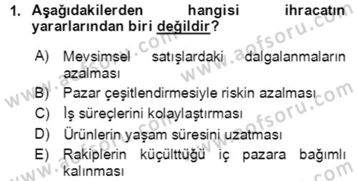 Dış Ticaret İşlemlerinin Muhasebeleştirilmesi Dersi 2017 - 2018 Yılı (Vize) Ara Sınav Soruları 1. Soru