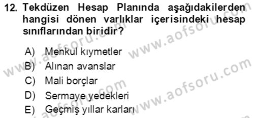 Dış Ticaret İşlemlerinin Muhasebeleştirilmesi Dersi 2017 - 2018 Yılı (Vize) Ara Sınav Soruları 12. Soru