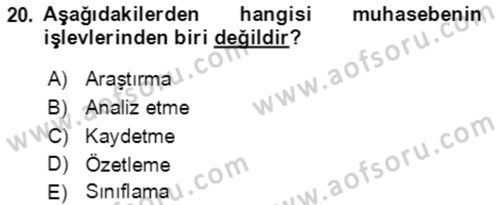 Dış Ticaret İşlemlerinin Muhasebeleştirilmesi Dersi 2017 - 2018 Yılı (Vize) Ara Sınav Soruları 20. Soru