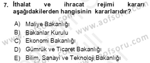 Dış Ticaret İşlemlerinin Muhasebeleştirilmesi Dersi 2017 - 2018 Yılı (Vize) Ara Sınav Soruları 7. Soru