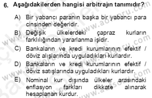 Dış Ticaret İşlemlerinin Muhasebeleştirilmesi Dersi 2017 - 2018 Yılı (Final) Dönem Sonu Sınavı 6. Soru