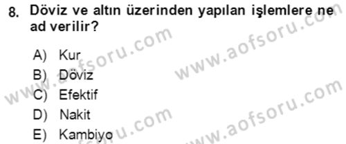 Dış Ticaret İşlemlerinin Muhasebeleştirilmesi Dersi 2017 - 2018 Yılı (Final) Dönem Sonu Sınavı 8. Soru