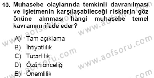 Dış Ticaret İşlemlerinin Muhasebeleştirilmesi Dersi 2018 - 2019 Yılı 3 Ders Sınavı 10. Soru