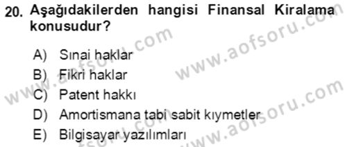 Dış Ticaret İşlemlerinin Muhasebeleştirilmesi Dersi 2018 - 2019 Yılı 3 Ders Sınavı 20. Soru