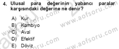 Dış Ticaret İşlemlerinin Muhasebeleştirilmesi Dersi 2018 - 2019 Yılı 3 Ders Sınavı 4. Soru