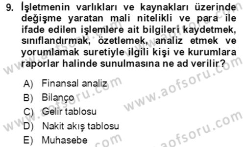 Dış Ticaret İşlemlerinin Muhasebeleştirilmesi Dersi 2018 - 2019 Yılı 3 Ders Sınav Soruları 9. Soru