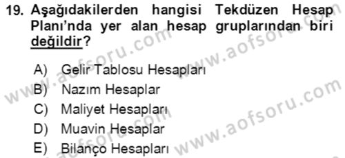 Dış Ticaret İşlemlerinin Muhasebeleştirilmesi Dersi 2018 - 2019 Yılı (Vize) Ara Sınav Soruları 19. Soru