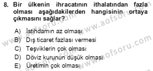 Dış Ticaret İşlemlerinin Muhasebeleştirilmesi Dersi 2018 - 2019 Yılı (Vize) Ara Sınav Soruları 8. Soru