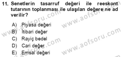 Dış Ticaret İşlemlerinin Muhasebeleştirilmesi Dersi 2018 - 2019 Yılı (Final) Dönem Sonu Sınavı 11. Soru