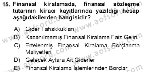 Dış Ticaret İşlemlerinin Muhasebeleştirilmesi Dersi 2018 - 2019 Yılı (Final) Dönem Sonu Sınavı 15. Soru