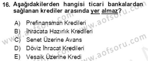 Dış Ticaret İşlemlerinin Muhasebeleştirilmesi Dersi 2018 - 2019 Yılı (Final) Dönem Sonu Sınavı 16. Soru