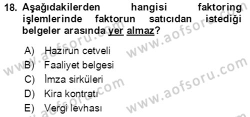 Dış Ticaret İşlemlerinin Muhasebeleştirilmesi Dersi 2018 - 2019 Yılı (Final) Dönem Sonu Sınavı 18. Soru