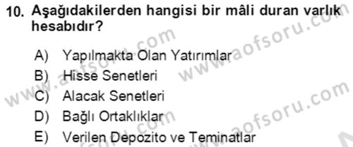 Dış Ticaret İşlemlerinin Muhasebeleştirilmesi Dersi 2020 - 2021 Yılı Yaz Okulu Sınav Soruları 10. Soru