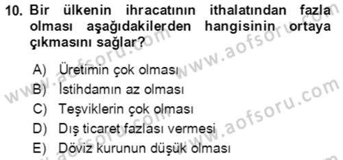 Dış Ticaret İşlemlerinin Muhasebeleştirilmesi Dersi 2021 - 2022 Yılı (Vize) Ara Sınav Soruları 10. Soru