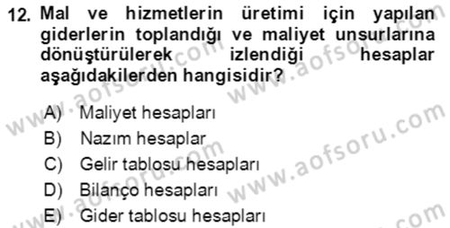 Dış Ticaret İşlemlerinin Muhasebeleştirilmesi Dersi 2021 - 2022 Yılı (Vize) Ara Sınav Soruları 12. Soru