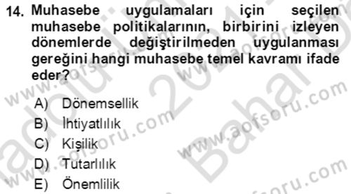 Dış Ticaret İşlemlerinin Muhasebeleştirilmesi Dersi 2021 - 2022 Yılı (Vize) Ara Sınav Soruları 14. Soru