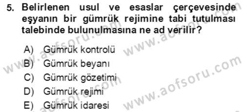 Dış Ticaret İşlemlerinin Muhasebeleştirilmesi Dersi 2021 - 2022 Yılı (Vize) Ara Sınav Soruları 5. Soru