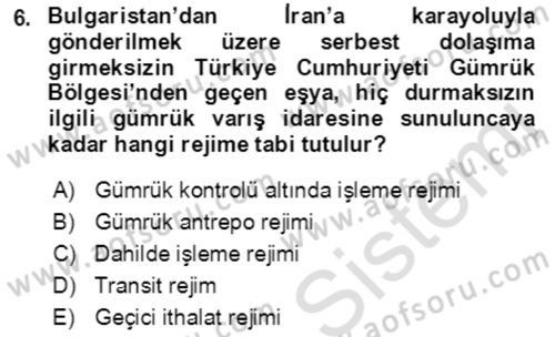 Dış Ticaret İşlemlerinin Muhasebeleştirilmesi Dersi 2021 - 2022 Yılı (Vize) Ara Sınav Soruları 6. Soru