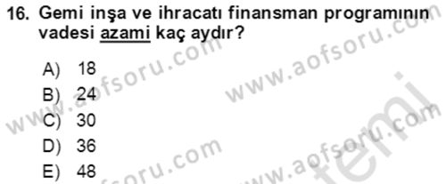 Dış Ticaret İşlemlerinin Muhasebeleştirilmesi Dersi 2021 - 2022 Yılı (Final) Dönem Sonu Sınav Soruları 16. Soru
