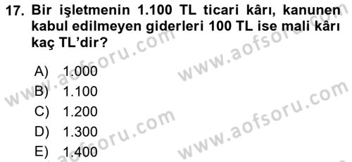 Dış Ticaret İşlemlerinin Muhasebeleştirilmesi Dersi 2021 - 2022 Yılı Yaz Okulu Sınav Soruları 17. Soru
